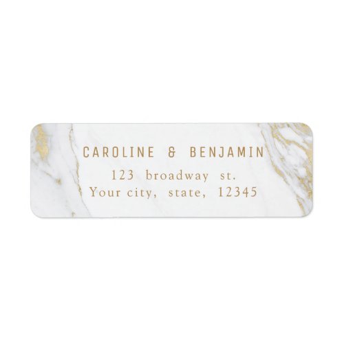 Gold marble luxury modern wedding return address label