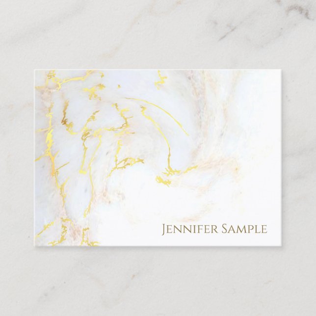 Gold Marble Luxury Plain Elegant Golden Modern Top Business Card (Front)