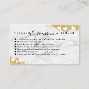 Gold Marble Mascara Eye Lashes Aftercare Tips Referral Card