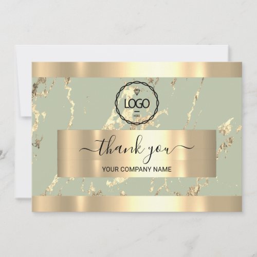  Gold Marble Mint Green LogoThank You Business  Invitation