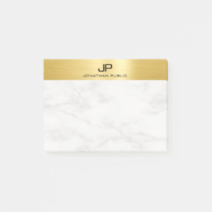 Gold & Marble Modern Monogram Initial Template Post-it Notes