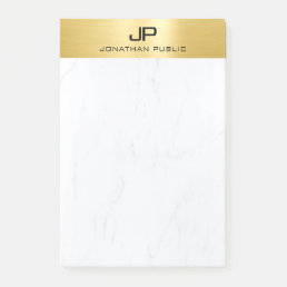Gold &amp; Marble Modern Simple Monogram Template Post-it Notes