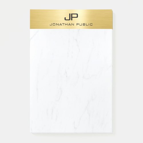 Gold  Marble Modern Simple Monogram Template Post_it Notes