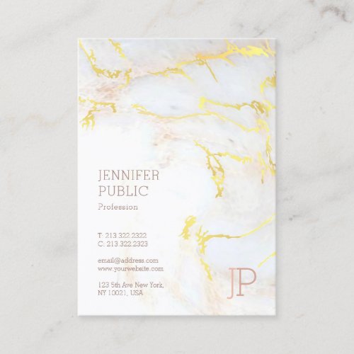 Gold Marble Monogram Modern Elegant Top Template Business Card