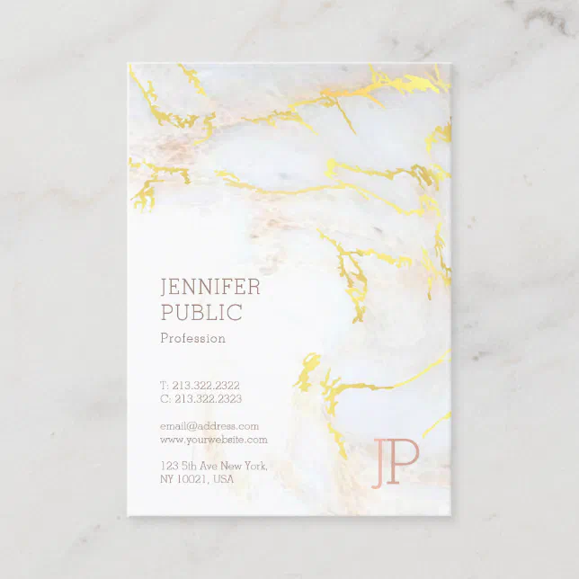 Gold Marble Monogram Modern Elegant Top Template Business Card | Zazzle