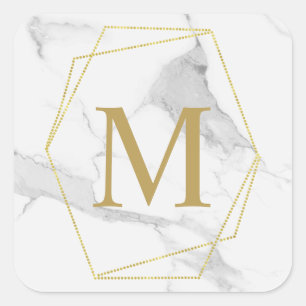 Gold Marble Monogram Sticker