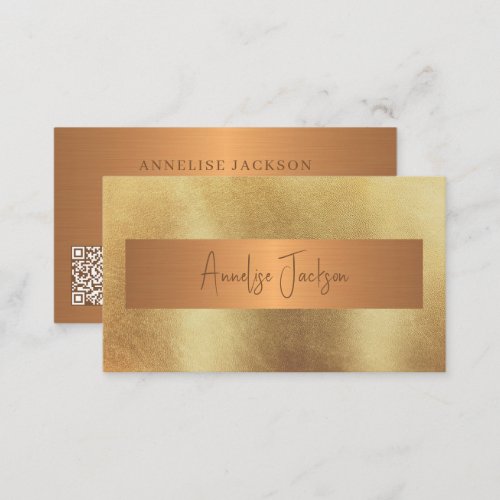 Gold marble QR CODE luxury beauty salon Business Card