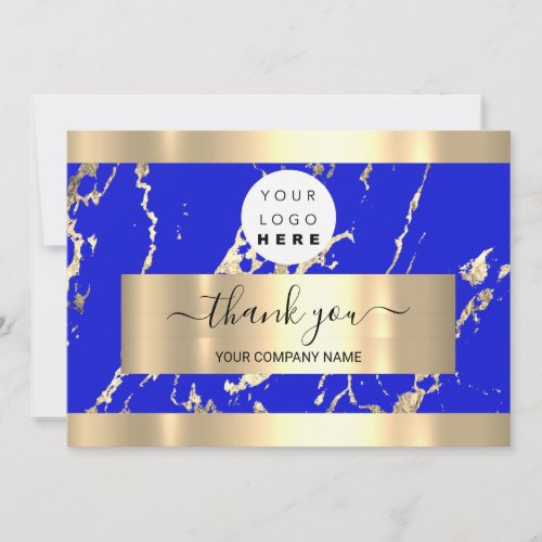  Gold Marble Royal Blue LogoThank You Business Invitation