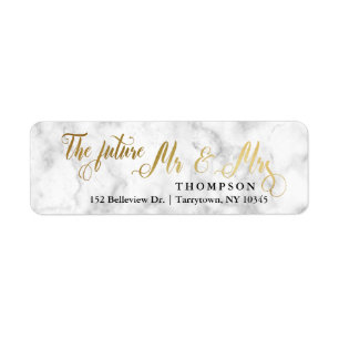 Gold Marble Script The Future Mr and Mrs Label