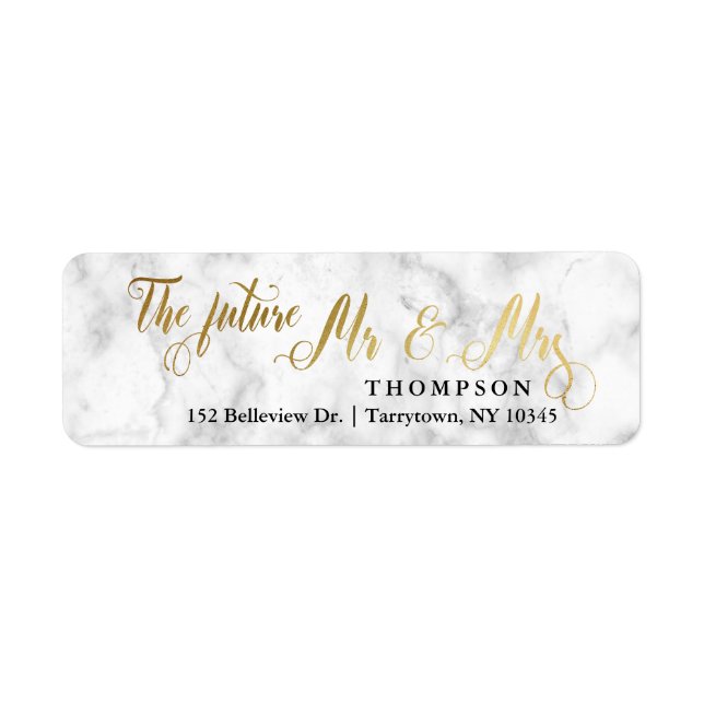 Gold Marble Script The Future Mr and Mrs Label (Front)