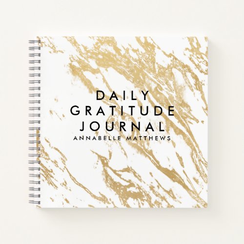 Gold Marble Self Care Daily Gratitude Journal 