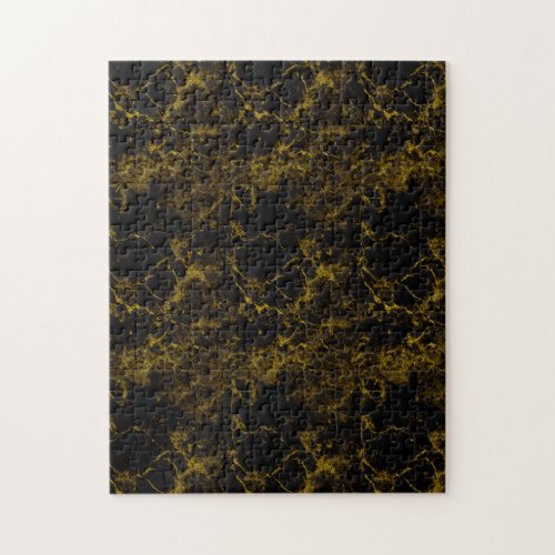 Gold Marble Solid Black Pattern Hard Challenging Jigsaw Puzzle