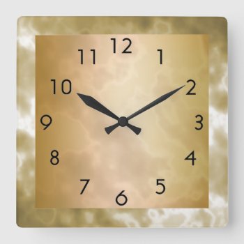 Gold Marble Sparkle Square Wall Clock by karlajkitty at Zazzle