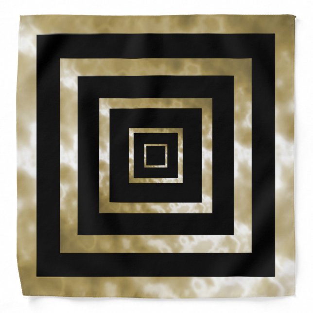 Gold Marble Squared on Black Bandana (Front)