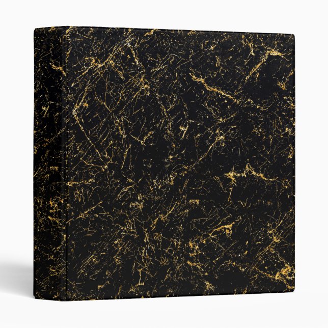 Gold marble stripes typography black 3 ring binder (Front/Spine)