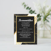 Gold marble stripes typography black Accommodation Announcement Postcard (Standing Front)