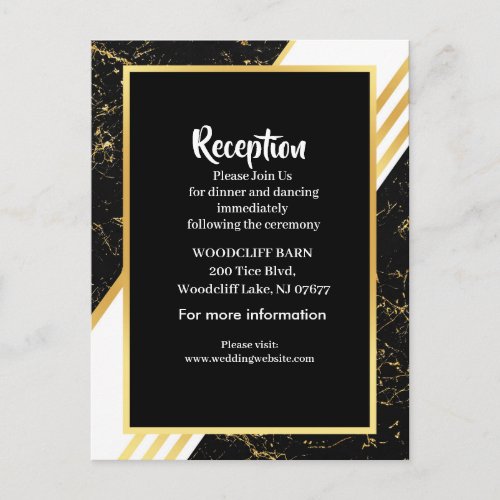 Gold marble stripes typography black announcement postcard
