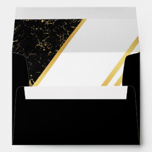 Gold marble stripes typography black envelope