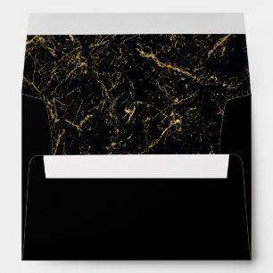 Gold marble stripes typography black envelope