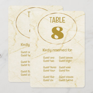 Gold Marble Table Number and Place Card 
