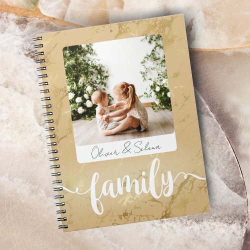 Gold Marble Texture Simple Photo Family Diary Notebook