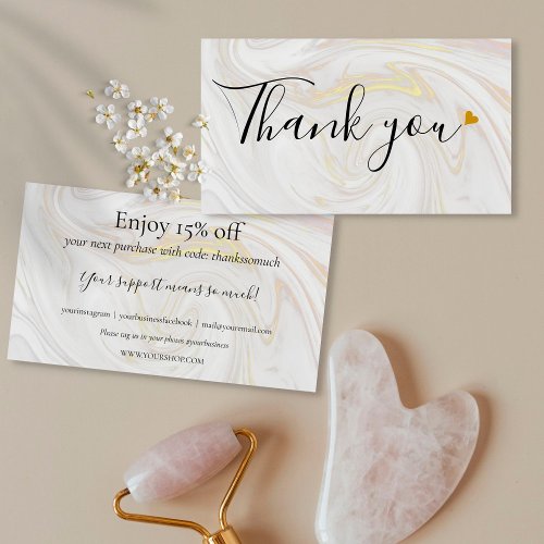 Gold Marble Thank You For Shopping Discount Card