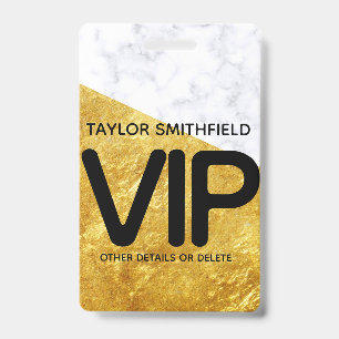 gold marble trendy modern VIP lanyard badge custom