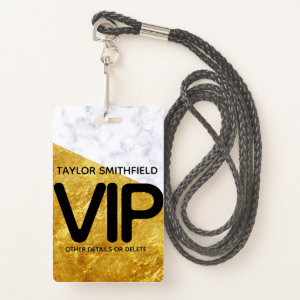 gold marble trendy modern VIP lanyard badge custom