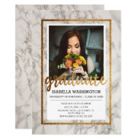 Gold & Marble Typography | Photo Graduation Party Invitation