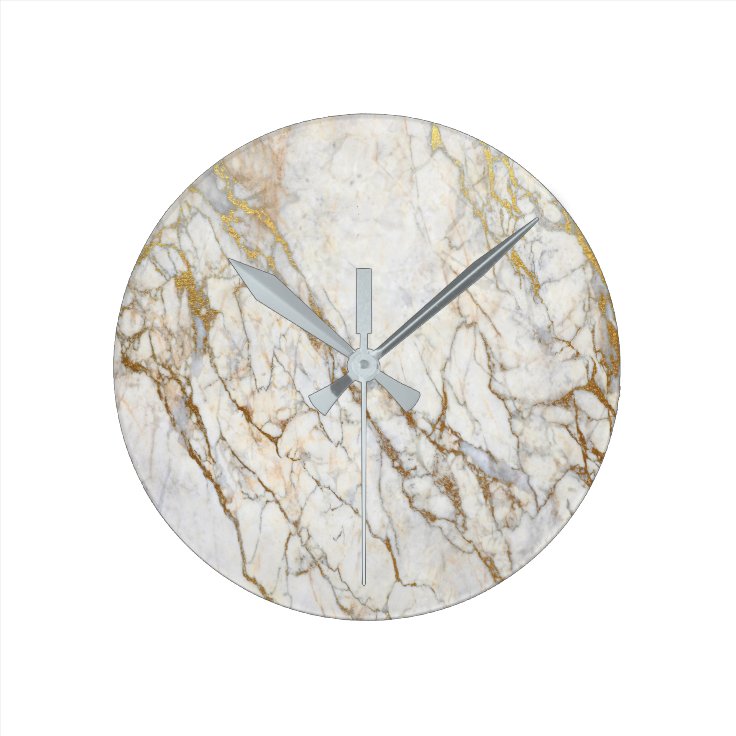 Gold Marble Wall Clock Zazzle
