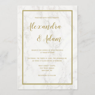 Gold marble wedding invitations