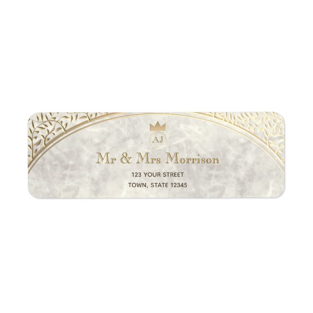 Gold Marble Wedding Return Address Label (Front)