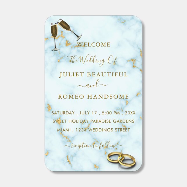 Gold Marble Wedding Welcome Matchboxes Template (Front)