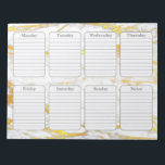 Gold Marble Weekly Planner 40-Page Notepad<br><div class="desc">Custom weekly planner 40-page notepad! Features seven days of the week from Monday through Sunday,  note section,  and white and gold marble background. Each section is lined with 1/4" inch lines for easy planning and quick notes. Measures 8.5" x 11" inches.</div>