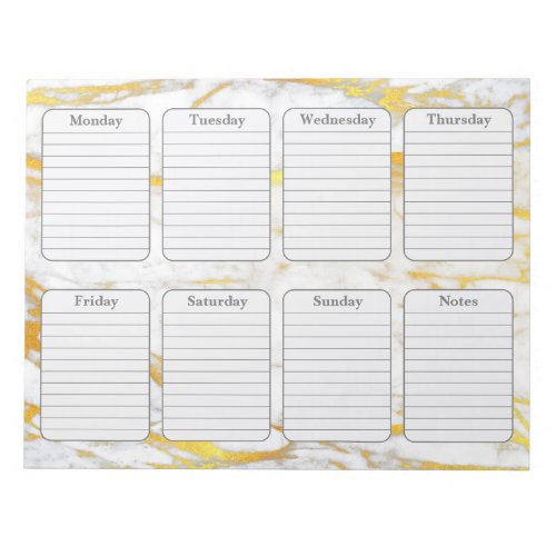 Gold Marble Weekly Planner 40_Page Notepad