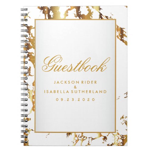 Gold Marble  White  _ Guestbook Notebook