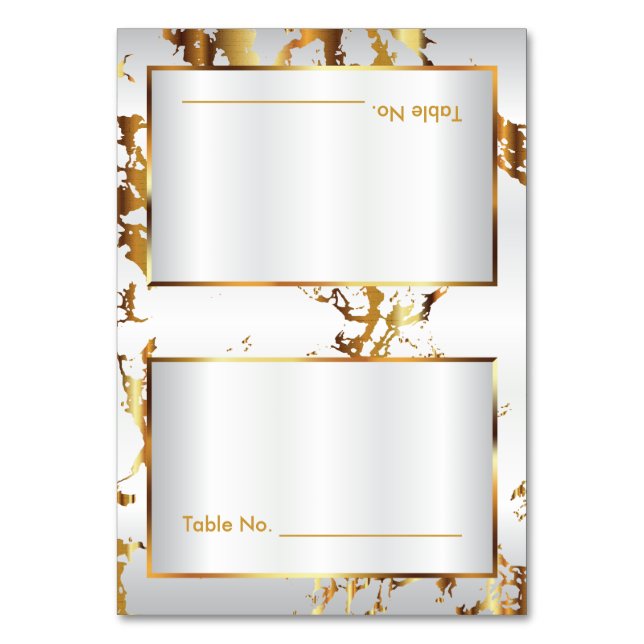 Gold Marble & White Satin -Table Cards (Front)