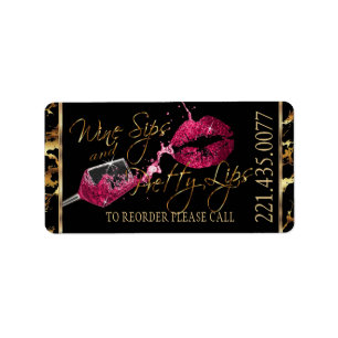 Gold Marble -Wine Sips & Pretty Lips - Reorder Label