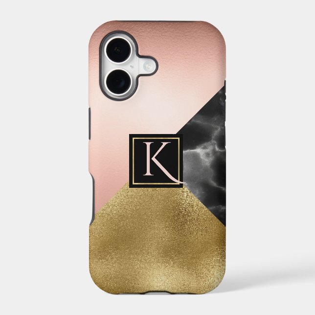 Gold Marbled Monogrammed  Iphone Case (Back)