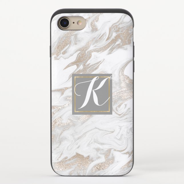 Gold Marbled Monogrammed  Uncommon iPhone Case (Back)