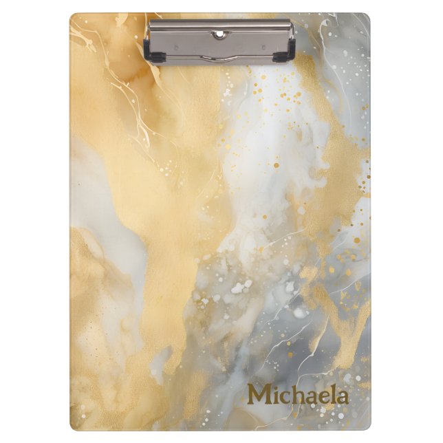 Gold Marbled Watercolor Art Clipboard (Front)