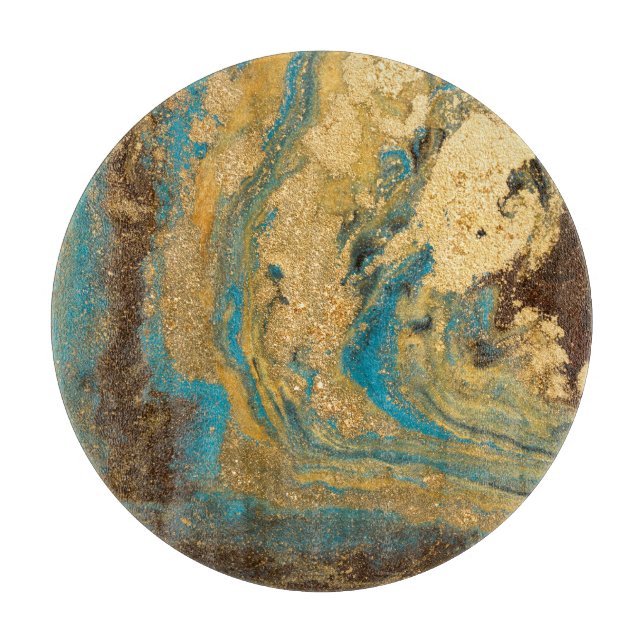 Gold marbling: blue marble texture. cutting board (Front)