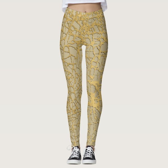 Gold Marbling: Grunge Texture Design Leggings (Front)