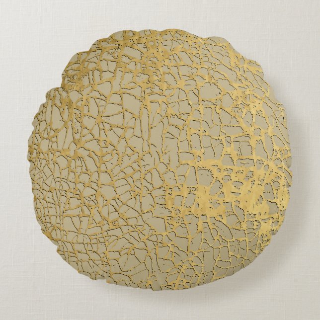 Gold Marbling: Grunge Texture Design Round Pillow (Front)