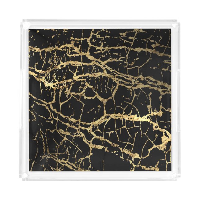 Gold Marbling Texture: Luxe Design Element Acrylic Tray (Front)