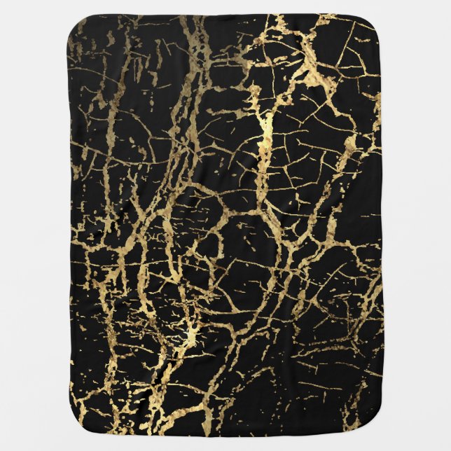 Gold Marbling Texture: Luxe Design Element Baby Blanket (Front)
