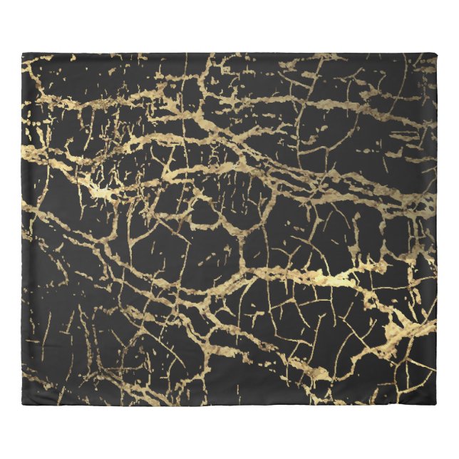 Gold Marbling Texture: Luxe Design Element Duvet Cover (Front)