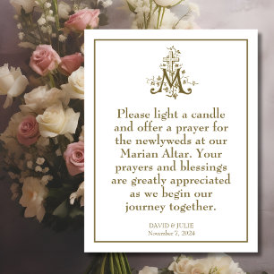 Gold Marian Cross Blessed Mother Altar Sign RSVP Card