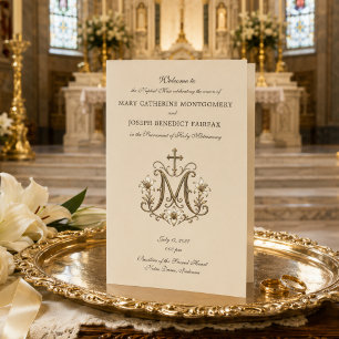 Gold Marian Cross Latin Mass Wedding