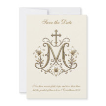 Gold Marian Cross Monogram Catholic Wedding